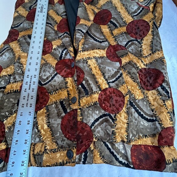Vintage Via Ripatti Designs California Womens Abstract Pattern Blazer Jacket Red - Picture 8 of 8